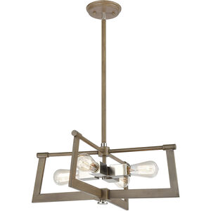 Axis 4 Light 21 inch Light Wood with Satin Nickel Pendant Ceiling Light