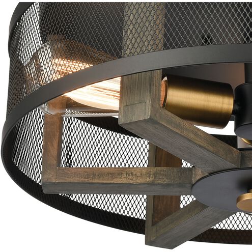 Woodbridge 3 Light 17 inch Matte Black with Weathered Oak Flush Mount Ceiling Light