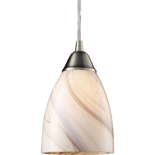 Pierra LED 5 inch Satin Nickel Mini Pendant Ceiling Light in Creme