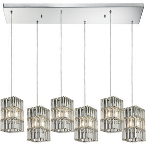Cynthia 6 Light 30 inch Polished Chrome Multi Pendant Ceiling Light in Rectangular Canopy, Configurable
