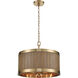 Wooden Barrel 6 Light 19 inch Satin Brass with Medium Oak Chandelier Ceiling Light