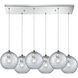 Watersphere 6 Light 30 inch Polished Chrome Mini Pendant Ceiling Light in Hammered Clear Glass