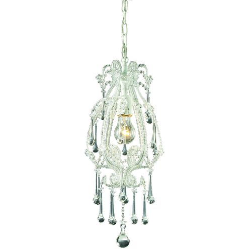 Opulence 1 Light 8 inch Antique White Mini Pendant Ceiling Light in Clear Crystal