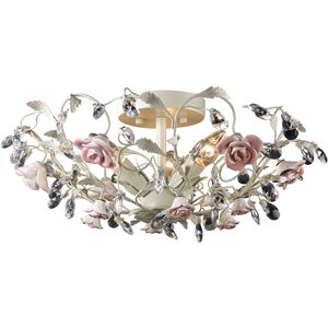 Heritage 3 Light 17 inch Cream Semi Flush Mount Ceiling Light