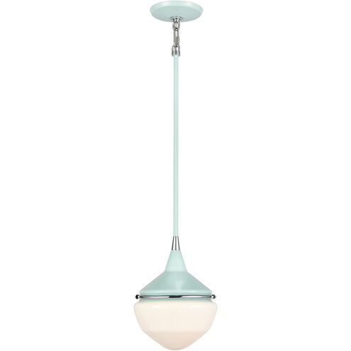 Mid-Century Schoolhouse 1 Light 8 inch Mint with Polished Chrome Mini Pendant Ceiling Light