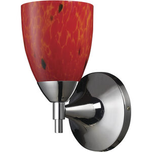 Celina 1 Light 6 inch Polished Chrome Sconce Wall Light in Fire Red, Incandescent