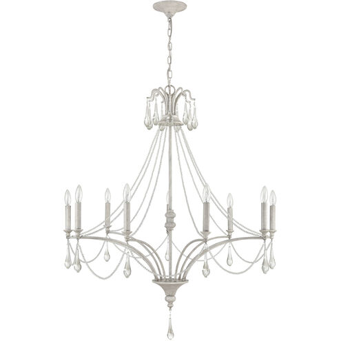 French Parlor 9 Light 38 inch Vintage White Chandelier Ceiling Light