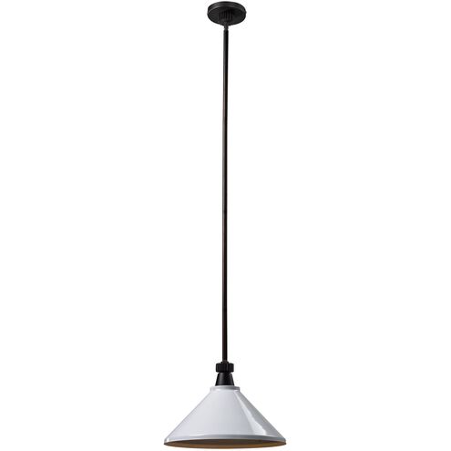 Boulton 1 Light 14 inch Oil Rubbed Bronze with White Pendant Ceiling Light