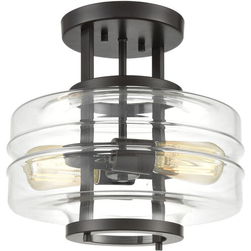 Rover 2 Light 13 inch Oil Rubbed Bronze Semi Flush Mount Ceiling Light