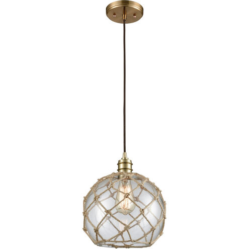 Dragnet 1 Light 10 inch Satin Brass Mini Pendant Ceiling Light