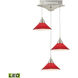 Cono LED 12 inch Satin Nickel Mini Pendant Ceiling Light in Red