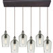Hammered Glass 6 Light 30 inch Oil Rubbed Bronze Multi Pendant Ceiling Light in Hammered Clear Glass, Configurable