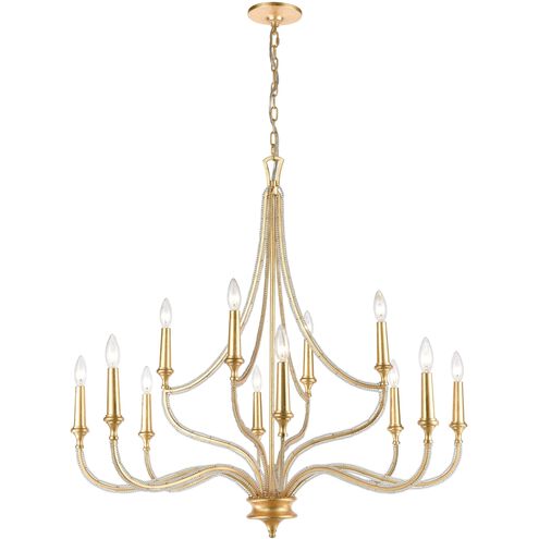 La Rochelle 12 Light 38 inch Parisian Gold Leaf Chandelier Ceiling Light