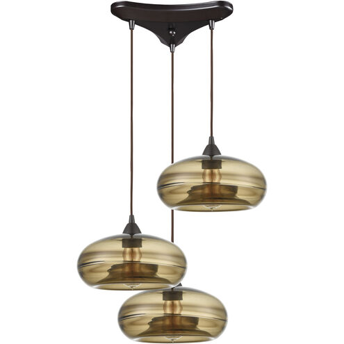 Hazelton 3 Light 12 inch Oil Rubbed Bronze Multi Pendant Ceiling Light, Configurable