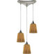 Angles 3 Light 10 inch Satin Nickel with Yellow Pendant Ceiling Light