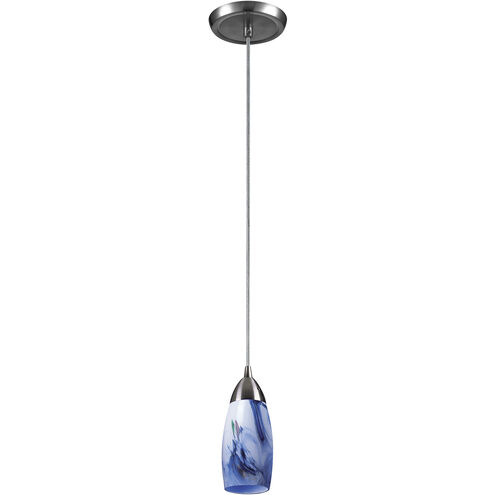 Milan 1 Light 3 inch Satin Nickel with Mountain Mini Pendant Ceiling Light in Mountain Glass, Incandescent