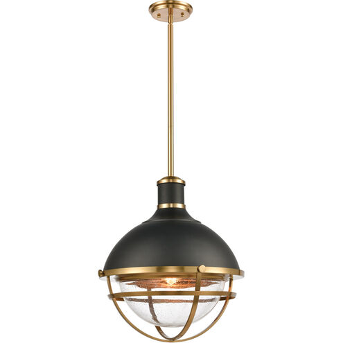 Jenna 1 Light 16 inch Matte Black with Satin Brass Pendant Ceiling Light