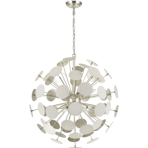 Modish 8 Light 28 inch Matte White with Silver Leaf Chandelier Ceiling Light