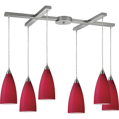 Vesta 6 Light 33 inch Satin Nickel Multi Pendant Ceiling Light in Incandescent, Light Bar, Configurable