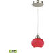 Ciotola LED 6 inch Satin Nickel Mini Pendant Ceiling Light in Red