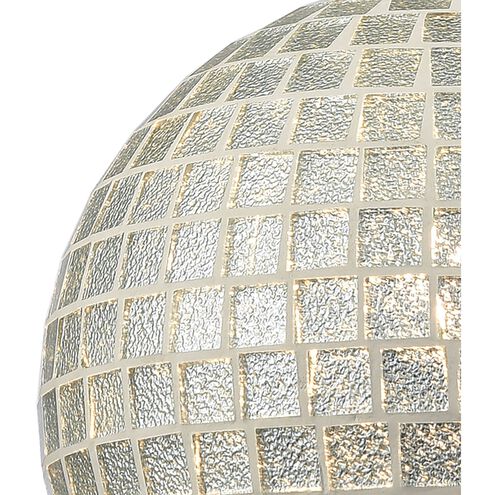 Fusion 1 Light 8 inch Satin Nickel with Silver Mini Pendant Ceiling Light in Silver Mosaic Glass