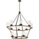 Geringer 12 Light 36 inch Charcoal with Beechwood and Burnished Brass Chandelier Ceiling Light