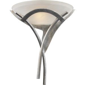 Aurora 1 Light 16 inch Tarnished Silver Sconce Wall Light in Incandescent, White Faux Alabaster Glass