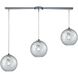 Watersphere Linear Mini Pendant Ceiling Light in Hammered Clear Glass