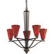 Mission 5 Light 23 inch Aged Bronze with Red Chandelier Ceiling Light