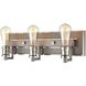 Gridiron 3 Light 21 inch Weathered Zinc with Polished Nickel Vanity Light Wall Light