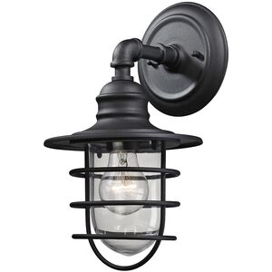 Vandon 1 Light 13 inch Textured Matte Black with Clear Outdoor Sconce
