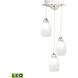 Buro 3 Light 9 inch Chrome with White Mini Pendant Ceiling Light in White Opal