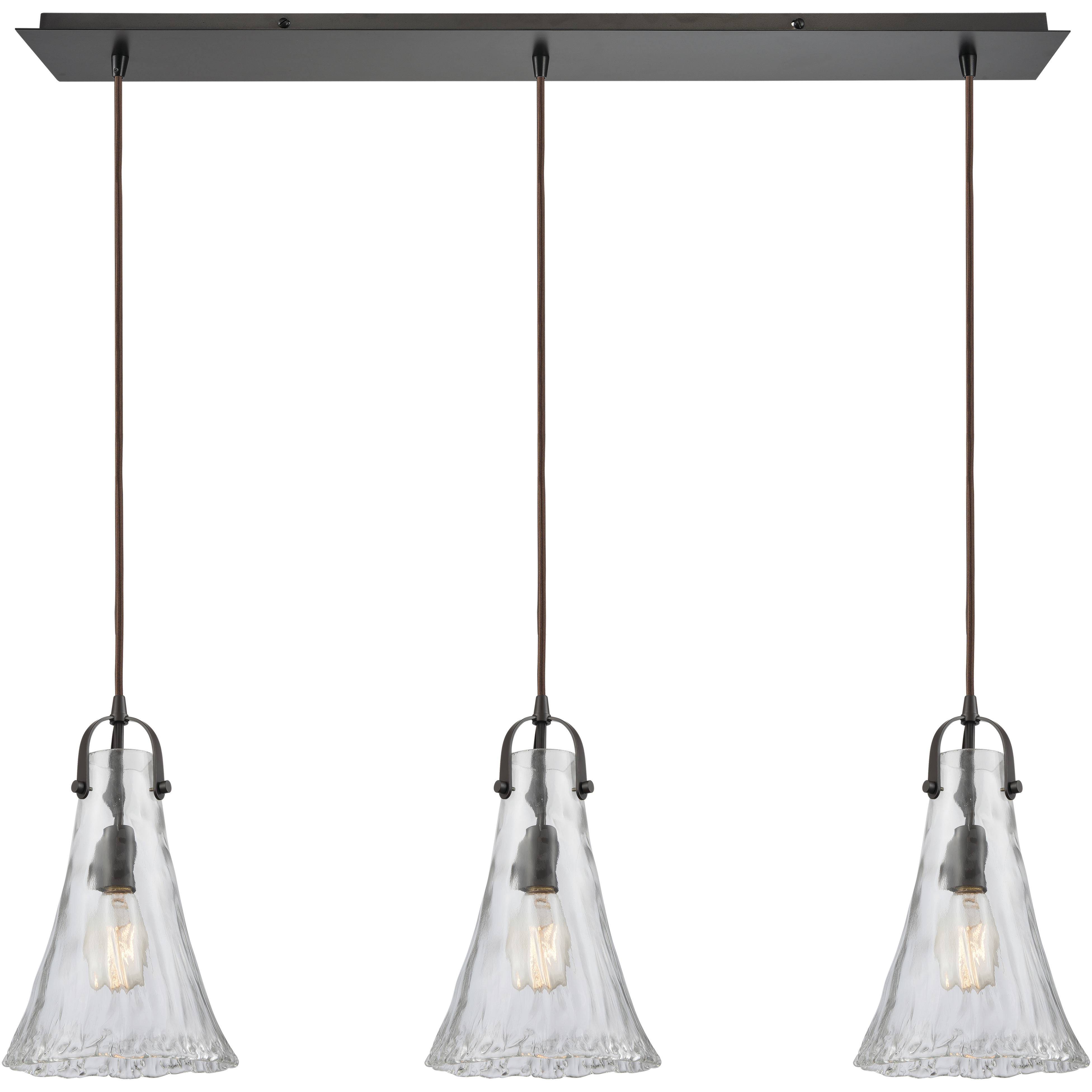 ELK 10555 3LP Hand Formed Glass 3 Light 36 inch Oil Rubbed Bronze Mini Pendant Ceiling Light Linear