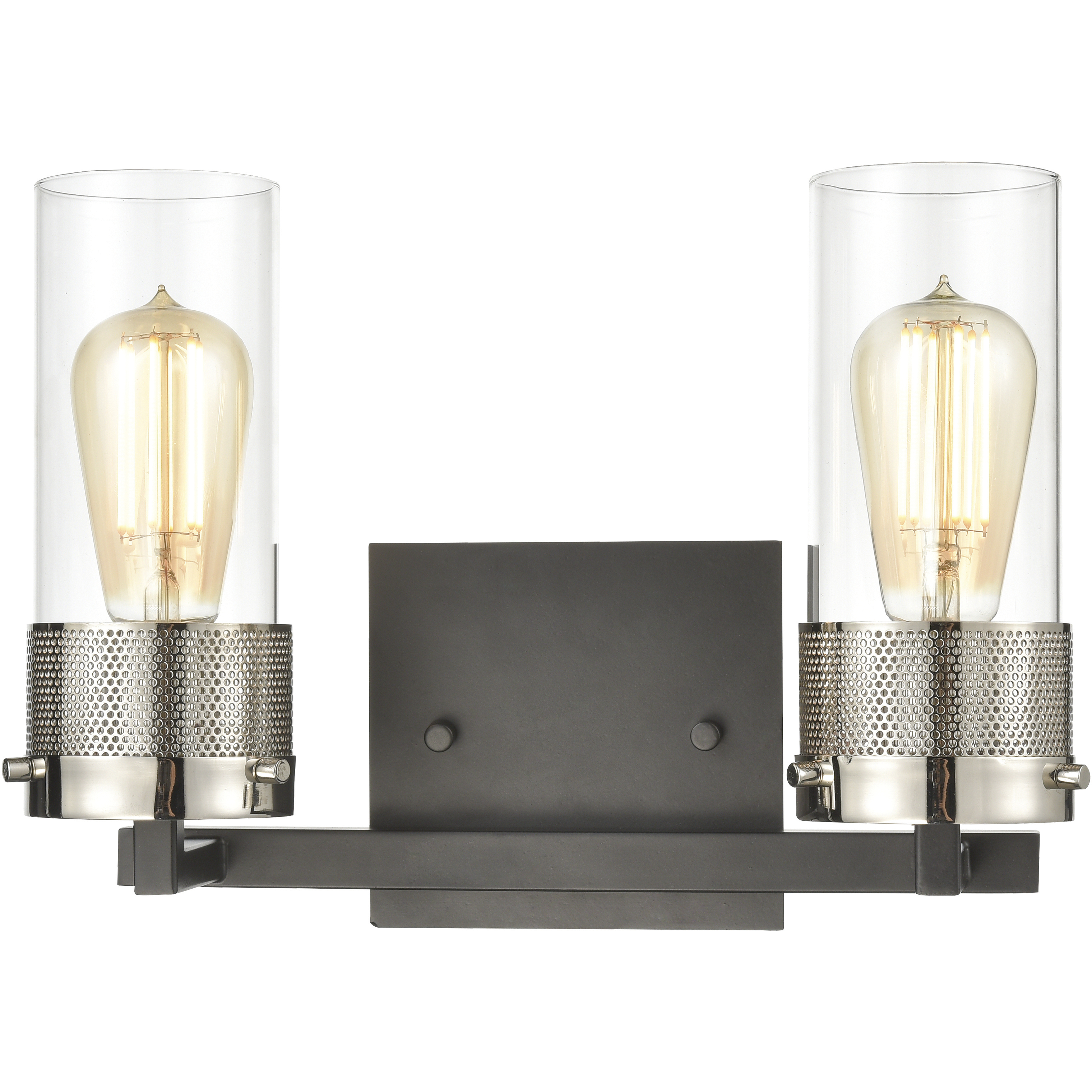 Bergenline 2 Light 13 inch Matte Black with Polished Nickel Vanity Light Wall Light