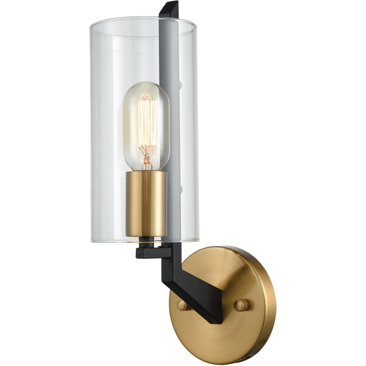 Black and top brass wall sconce