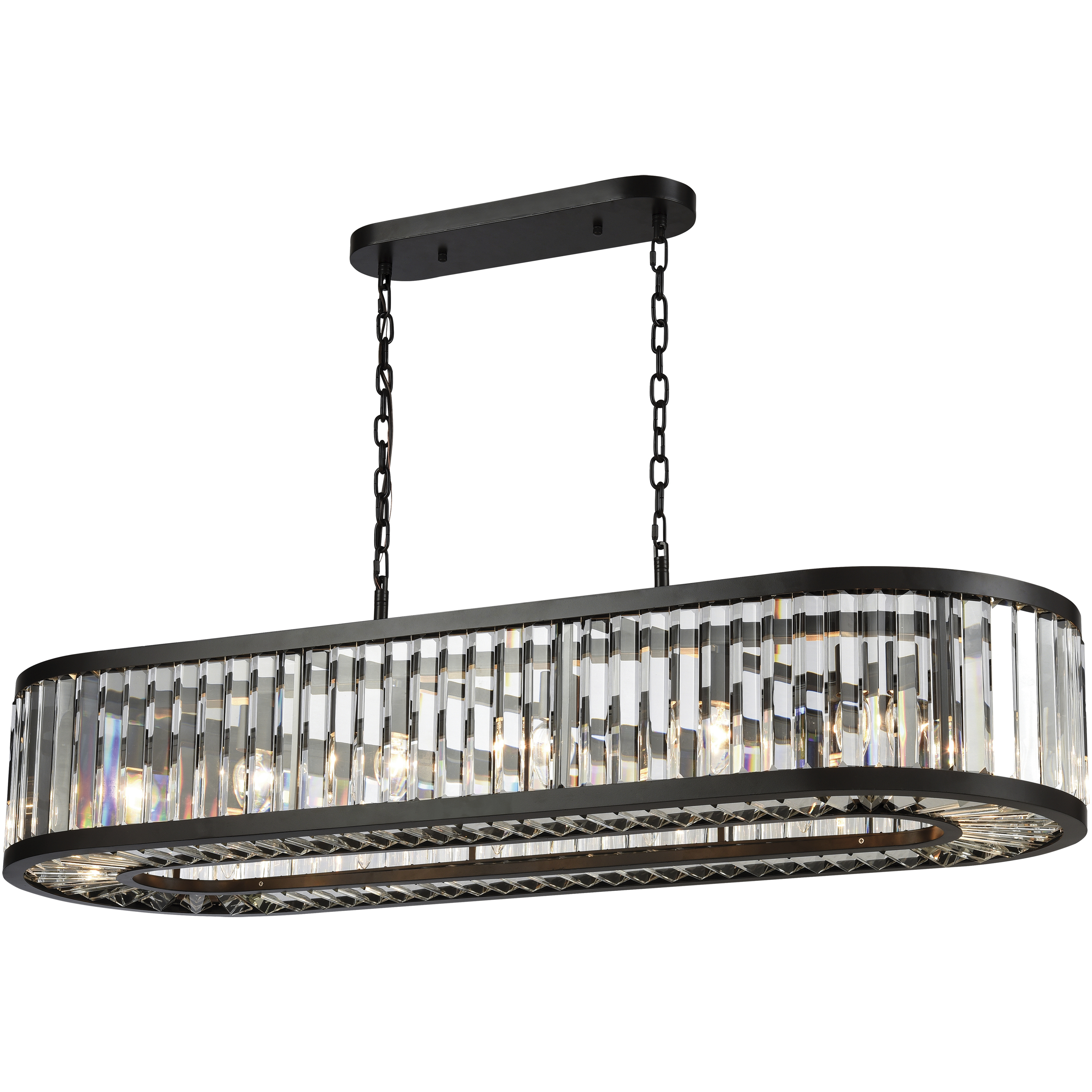 Linear top bronze chandelier
