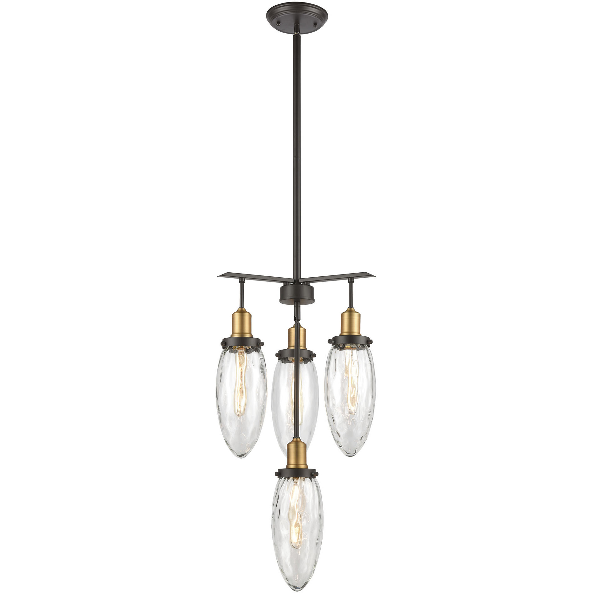 Shinzu 4 Light 16 inch Oil Rubbed Bronze with Antique Brass Chandelier  Ceiling Light