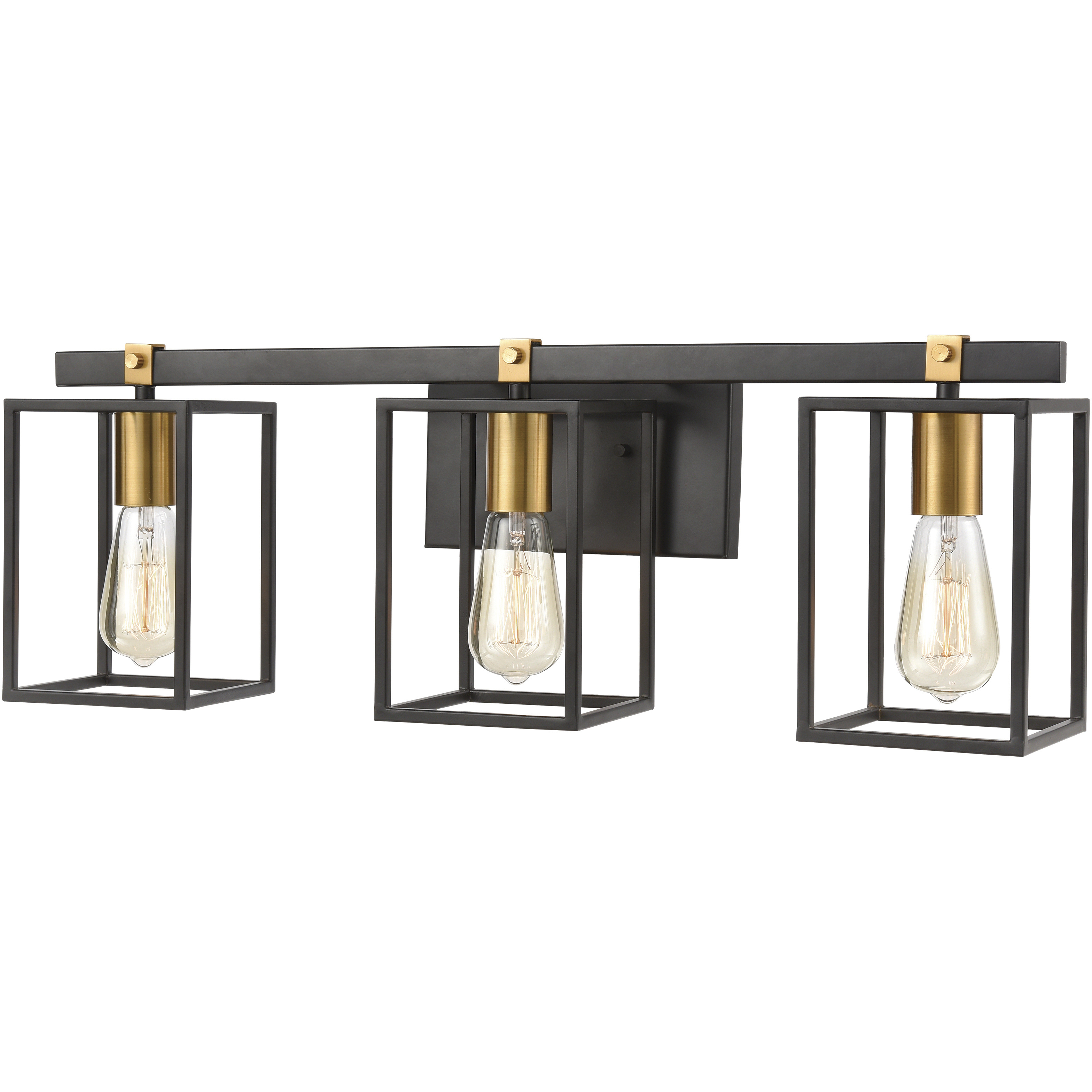 Cloe 3 Light 26 inch Matte Black with Brushed Brass Vanity Light Wall Light