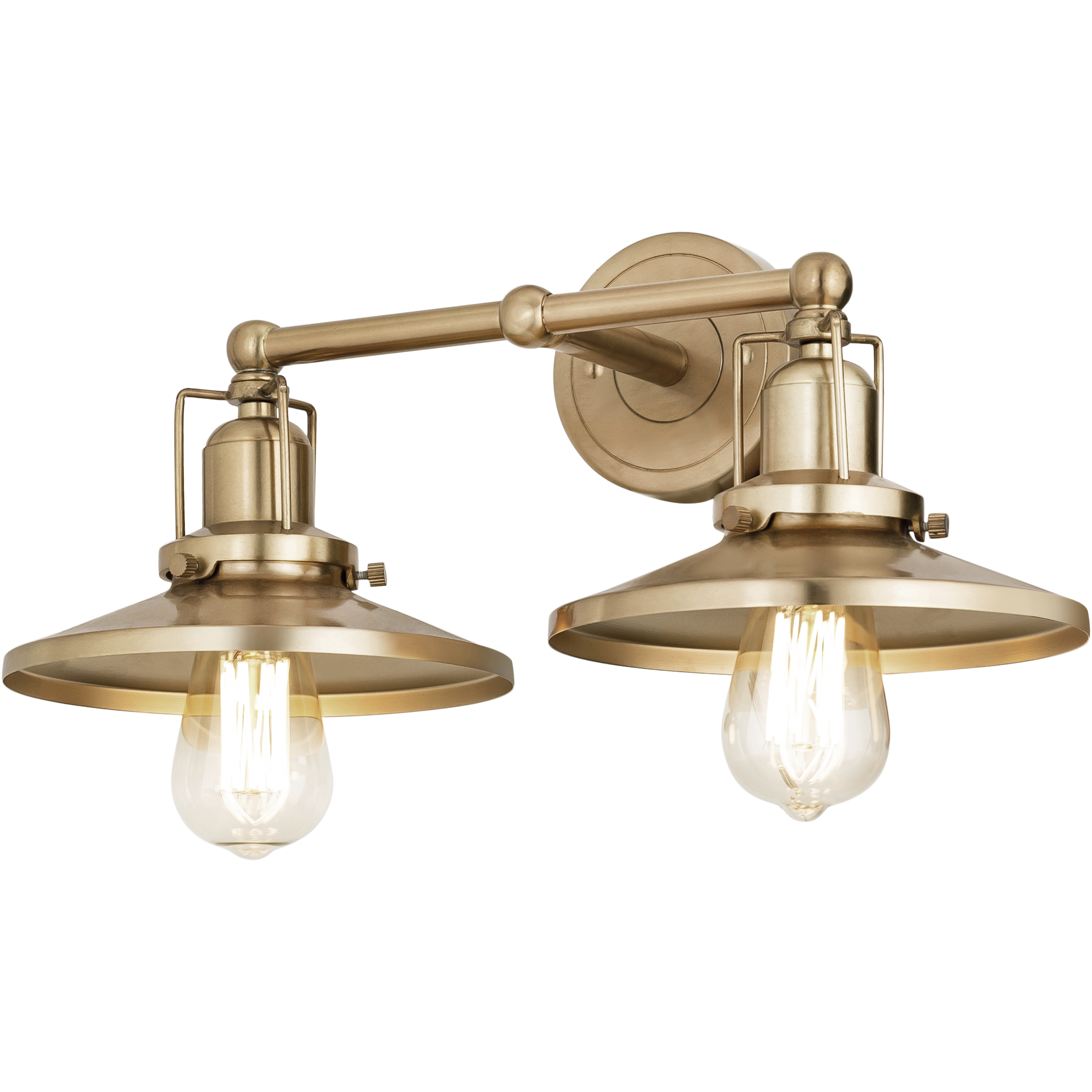 2 light top brass vanity light